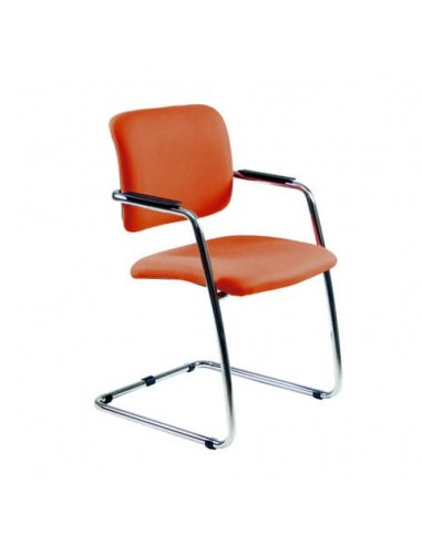 Sedia visitatore con slitta Unisit Lithium LTLT struttura cromata - rivest. Eco arancione - impilabile LTLT/EA