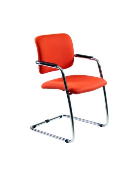 Sedia visitatore con slitta Unisit Lithium LTLT struttura cromata - rivest. Eco rosso - impilabile LTLT/ER