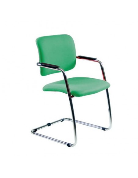 Sedia visitatore con slitta Unisit Lithium LTLT struttura cromata - rivest. Eco verde - impilabile LTLT/EV