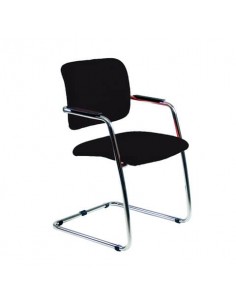 Sedia visitatore con slitta Unisit Lithium LTLT struttura cromata - rivest. pelle nero - impilabile LTLT/PN