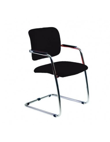 Sedia visitatore con slitta Unisit Lithium LTLT struttura cromata - rivest. pelle nero - impilabile LTLT/PN