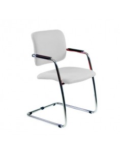 Sedia visitatore con slitta Unisit Lithium LTLT struttura cromata - rivest. pelle bianco - impilabile LTLT/PQ
