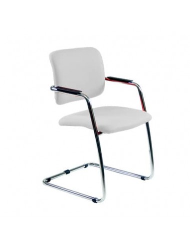 Sedia visitatore con slitta Unisit Lithium LTLT struttura cromata - rivest. pelle bianco - impilabile LTLT/PQ