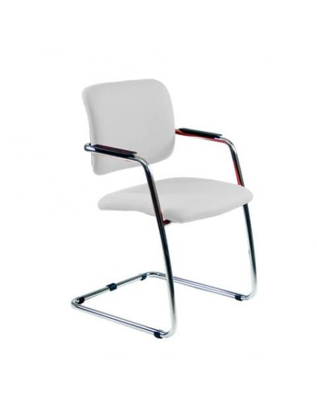 Sedia visitatore con slitta Unisit Lithium LTLT struttura cromata - rivest. pelle bianco - impilabile LTLT/PQ