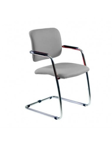 Sedia visitatore con slitta Unisit Lithium LTLT struttura cromata - rivest. pelle grigio - impilabile LTLT/PT