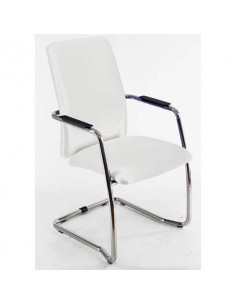 Sedia visitatore con slitta Unisit Lithium LTLTA schienale alto - rivest. ecopelle bianco - LTLTA/KQ