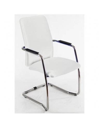 Sedia visitatore con slitta Unisit Lithium LTLTA schienale alto - rivest. pelle bianco - LTLTA/PQ