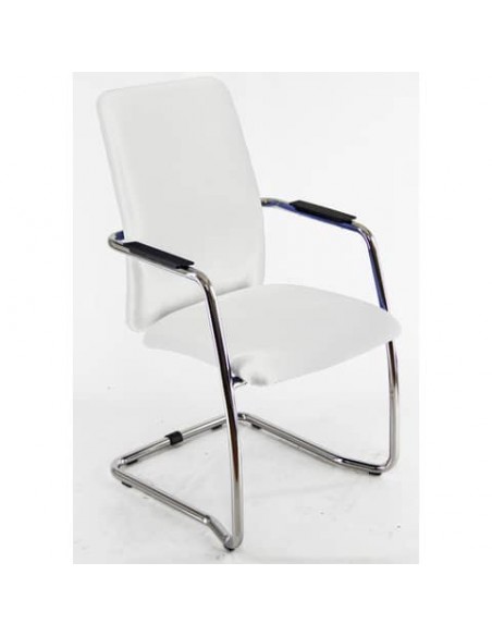 Sedia visitatore con slitta Unisit Lithium LTLTA schienale alto - rivest. pelle bianco - LTLTA/PQ