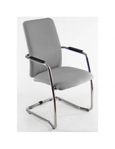 Sedia visitatore con slitta Unisit Lithium LTLTA schienale alto - rivest. pelle grigio - LTLTA/PT