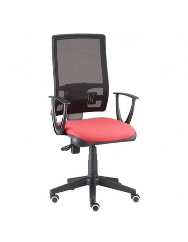 Sedia operativa girevole Unisit Nereide NDA schienale in rete - rivestimento Eco rosso - con braccioli - NDA/BRTM/ER