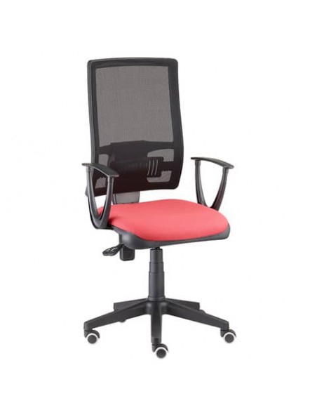Sedia operativa girevole Unisit Nereide NDA schienale in rete - rivestimento Eco rosso - con braccioli - NDA/BRTM/ER