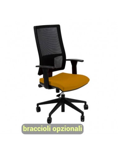 Sedia operativa girevole Unisit Nereide NDA schienale in rete - rivestimento Eco arancione - NDA/EA