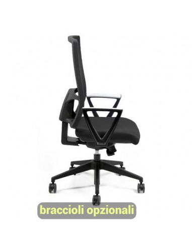 Sedia operativa girevole Unisit Nereide NDA schienale in rete - rivestimento Eco nero - NDA/EN