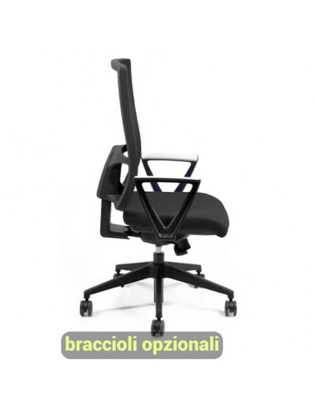 Sedia operativa girevole Unisit Nereide NDA schienale in rete - rivestimento Eco nero - NDA/EN