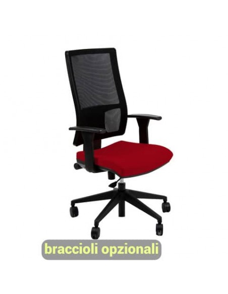 Sedia operativa girevole Unisit Nereide NDA schienale in rete - rivestimento Eco rosso - NDA/ER