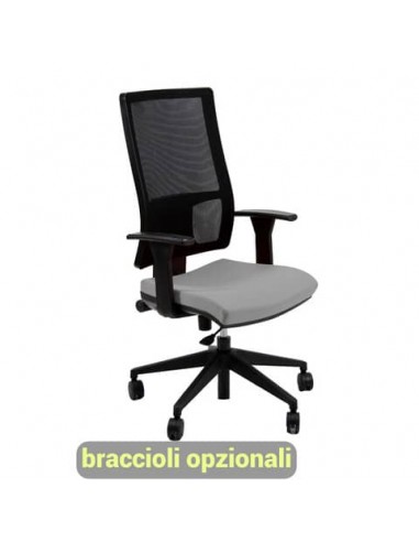 Sedia operativa girevole Unisit Nereide NDA schienale in rete - rivestimento Eco grigio scuro - NDA/ET