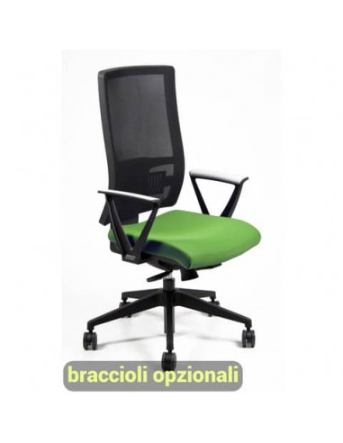 Sedia operativa girevole Unisit Nereide NDA schienale in rete - rivestimento Eco verde - NDA/EV