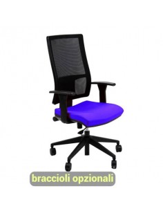 Sedia operativa girevole Unisit Nereide NDA schienale in rete - rivestimento fili di luce blu - NDA/F11