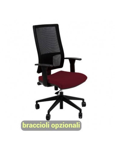 Sedia operativa girevole Unisit Nereide NDA schienale in rete - rivestimento ignifugo bordeaux - NDA/ID