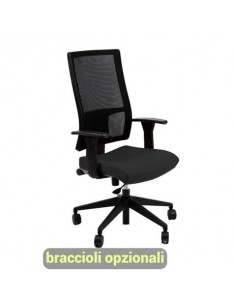 Sedia operativa girevole Unisit Nereide NDA schienale in rete - rivestimento ignifugo nero - NDA/IN