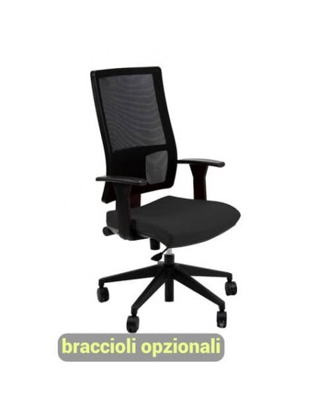 Sedia operativa girevole Unisit Nereide NDA schienale in rete - rivestimento ignifugo nero - NDA/IN