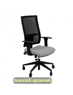 Sedia operativa girevole Unisit Nereide NDA schienale in rete - rivestimento ignifugo grigio scuro - NDA/IT