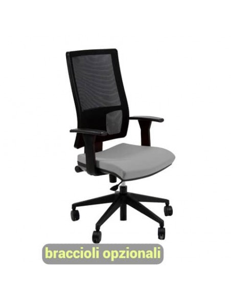 Sedia operativa girevole Unisit Nereide NDA schienale in rete - rivestimento ignifugo grigio scuro - NDA/IT