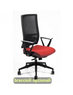 Sedia operativa girevole Unisit Nereide NDAE schienale in rete - rivestimento Eco rosso - NDAE/ER