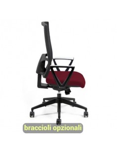 Sedia operativa girevole Unisit Nereide NDAE schienale in rete - rivestimento ignifugo bordeaux - NDAE/ID