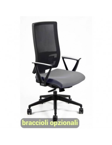 Sedia operativa girevole Unisit Nereide NDAE schienale in rete - rivestimento ignifugo grigio scuro - NDAE/IT