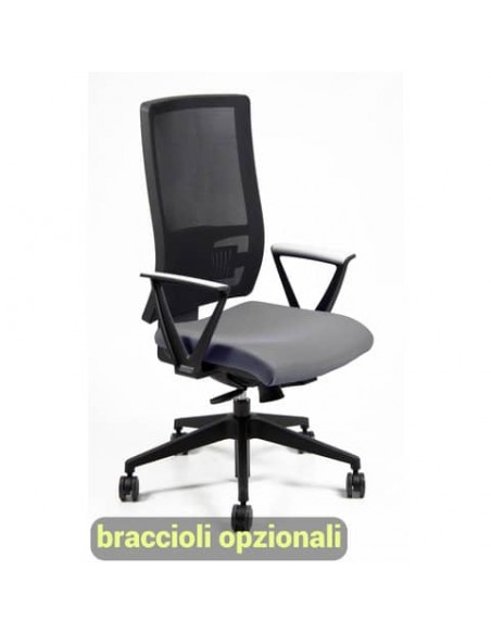 Sedia operativa girevole Unisit Nereide NDAE schienale in rete - rivestimento ignifugo grigio scuro - NDAE/IT