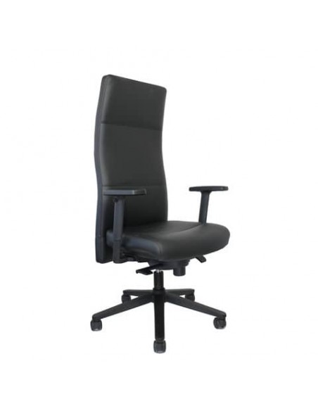 Poltrona direzionale girevole Unisit Next schienale alto regolabile - rivest. pelle nero - con braccioli NEXT/PN