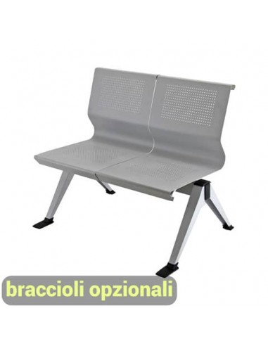 Panca 2 posti attesa Unisit Panair PA2P acciaio verniciato grigio - schienale forato traspirante - PA2P