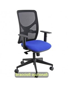 Sedia operativa girevole Unisit Pentagon Y10 PENA schienale in rete nero rivest. Eco blu - PENA/EB