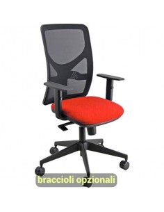 Sedia operativa girevole Unisit Pentagon Y10 PENA schienale in rete nero rivest. Eco rosso - PENA/ER