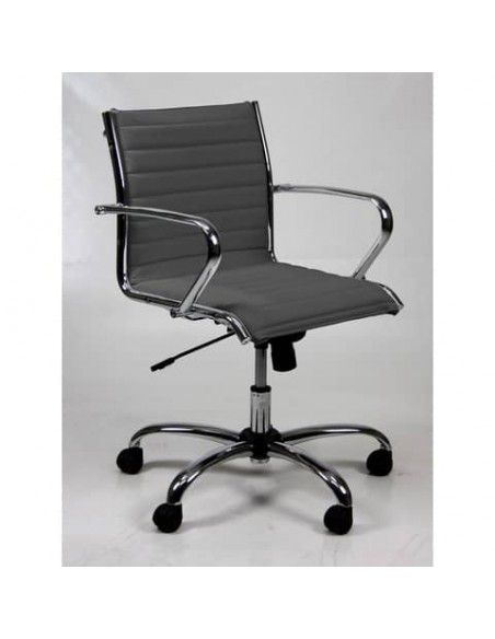 Poltrona direzionale girevole Unisit Pollux New PND schienale basso - rivest. fili luce grigio - con braccioli PND/F14