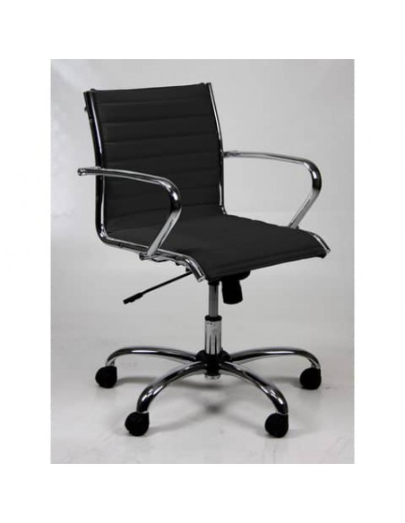 Poltrona direzionale girevole Unisit Pollux New PND schienale basso - rivest. ecopelle nero - con braccioli - PND/KN