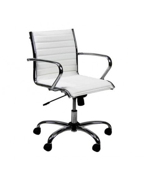 Poltrona direzionale girevole Unisit Pollux New PND schienale basso - rivest. ecopelle bianco - con braccioli PND/KQ