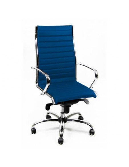 Poltrona direzionale girevole Unisit Pollux New PNP schienale alto - rivest. fili di luce blu - con braccioli PNP/F11