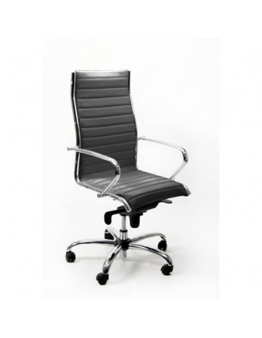 Poltrona direzionale girevole Unisit Pollux New PNP schienale alto - rivest. ecopelle grigio - con braccioli PNP/KG