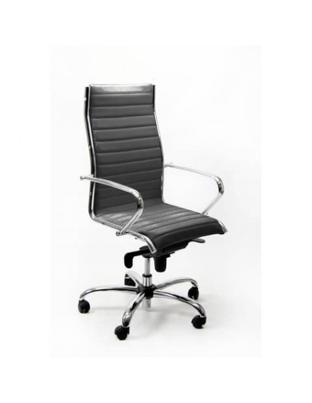 Poltrona direzionale girevole Unisit Pollux New PNP schienale alto - rivest. ecopelle grigio - con braccioli PNP/KG