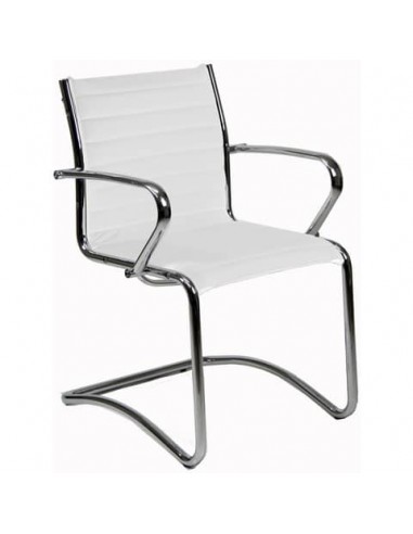 Sedia visitatore direzionale su slitta Unisit Pollux New PNV - rivestimento ecopelle bianco - PNV/KQ