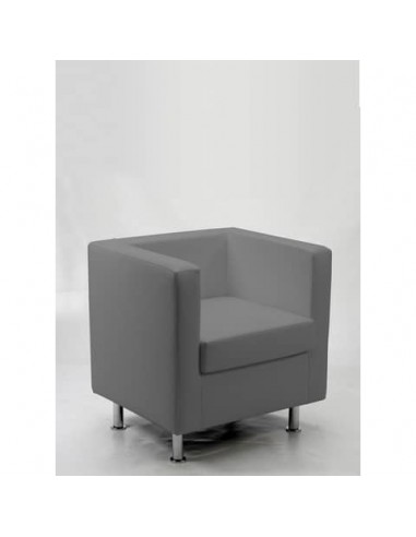 Divano attesa 1 posto Unisit Pragma PR1 schienale fisso - rivestimento in ecopelle grigio - PR1/KG