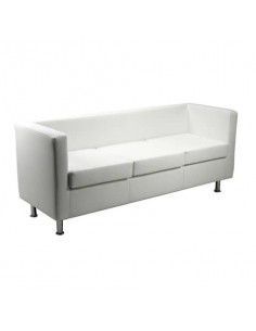 Divano attesa 3 posti Unisit Pragma PR3 schienale fisso - rivestimento in ecopelle bianco - PR3/KQ
