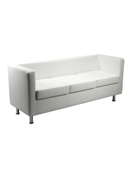 Divano attesa 3 posti Unisit Pragma PR3 schienale fisso - rivestimento in ecopelle bianco - PR3/KQ