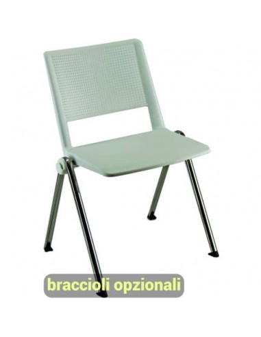 Sedia visitatore a 4 gambe Unisit Revolution RECP - schienale rigido rete PPL bianco - conf. 2 pezzi - RECP/2/BI