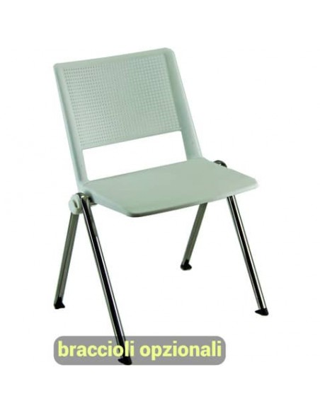 Sedia visitatore a 4 gambe Unisit Revolution RECP - schienale rigido rete PPL bianco - conf. 2 pezzi - RECP/2/BI
