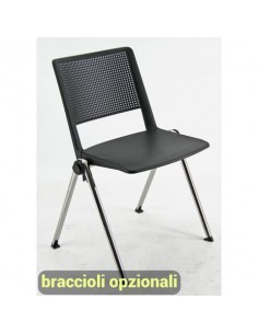 Sedia visitatore a 4 gambe Unisit Revolution RECP - schienale rigido rete PPL nero - conf. 2 pezzi  - RECP/2/NE