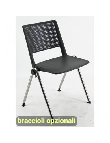 Sedia visitatore a 4 gambe Unisit Revolution RECP - schienale rigido rete PPL nero - conf. 2 pezzi  - RECP/2/NE