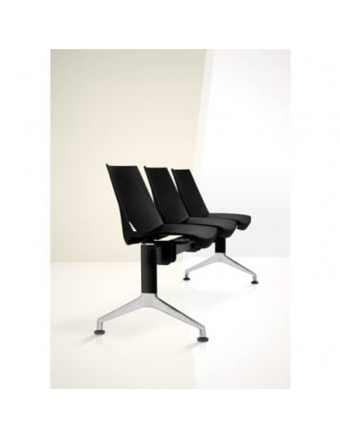 Panca 2 posti attesa Unisit Strike SK2PT con tavolino - schienale fisso - PPL nero - SK2PT/NE